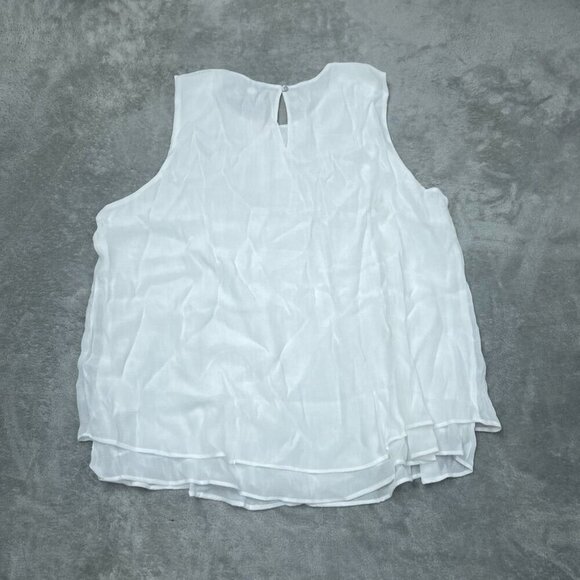 Cristina B XXL White Sleeveless Blouse 60% Viscose 40% Polyester d0265 - Picture 7 of 8